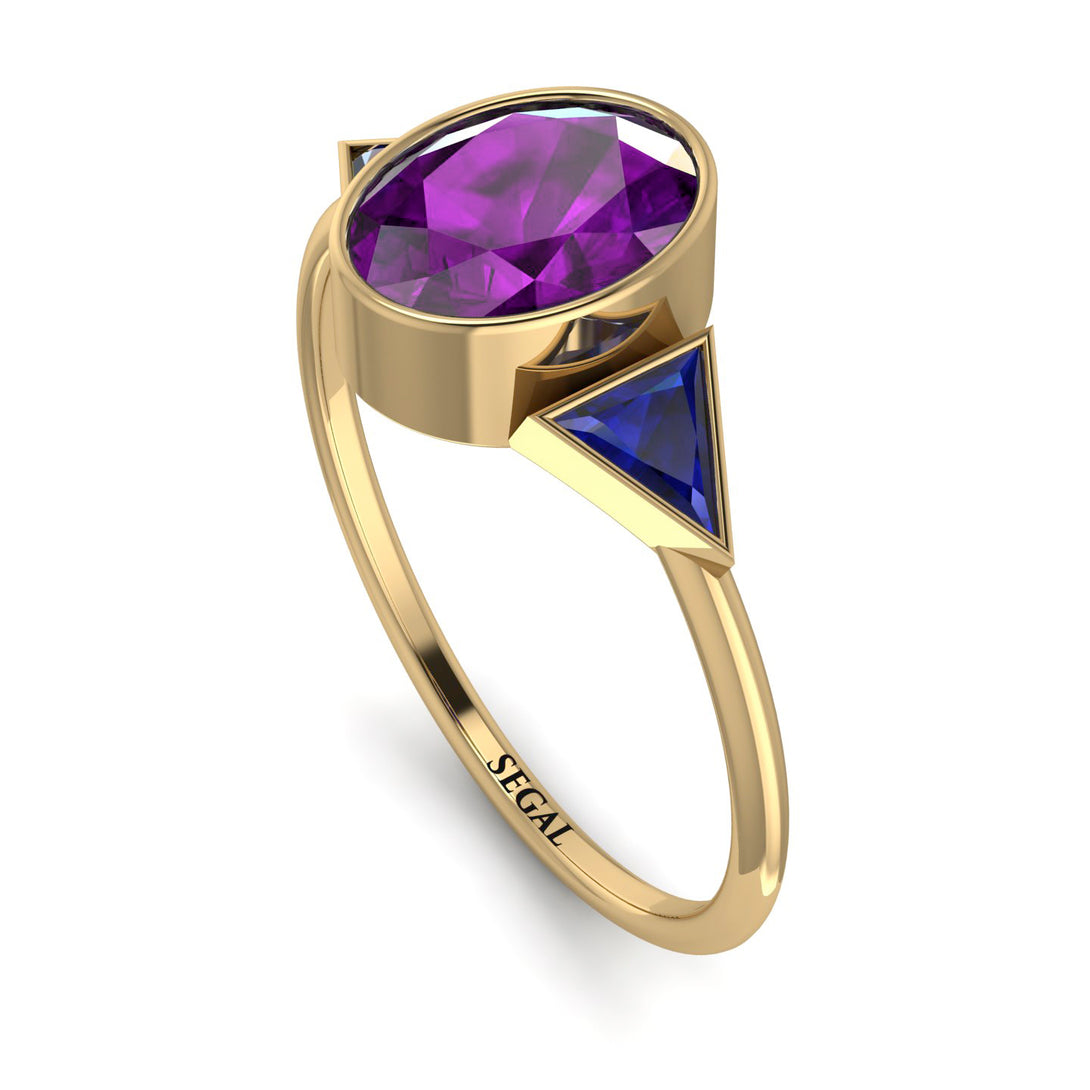 Geometrical Bezel Amethyst Ring - Trinity No. 313