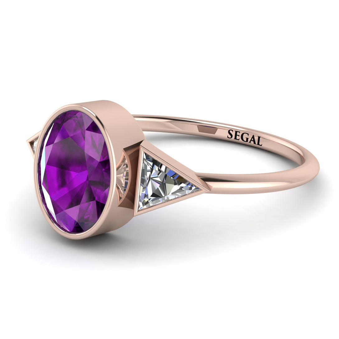 Geometrical Bezel Amethyst Ring - Trinity No. 302