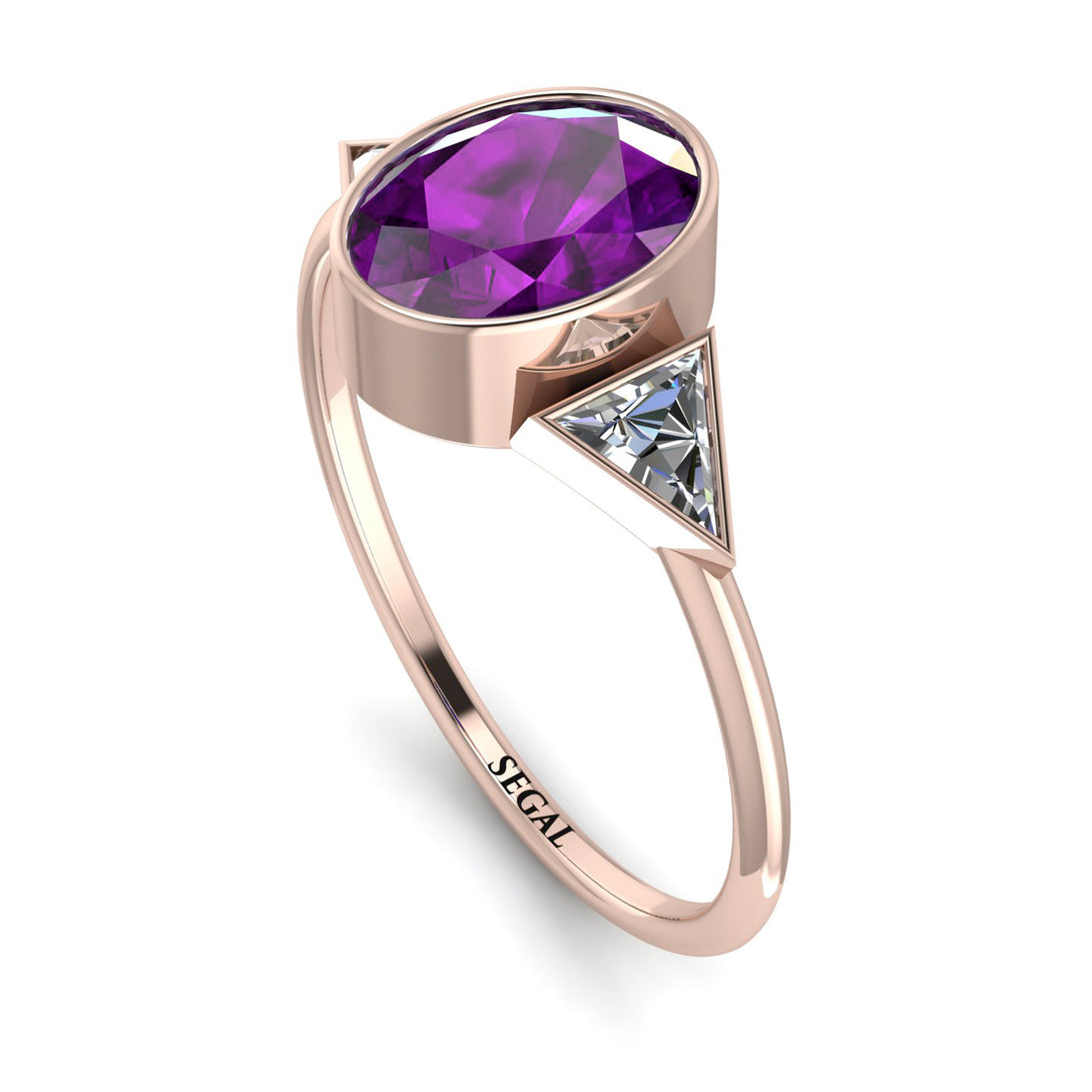 Geometrical Bezel Amethyst Ring - Trinity No. 302