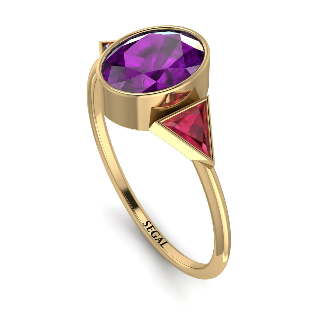 Geometrical Bezel Amethyst Ring - Trinity No. 310