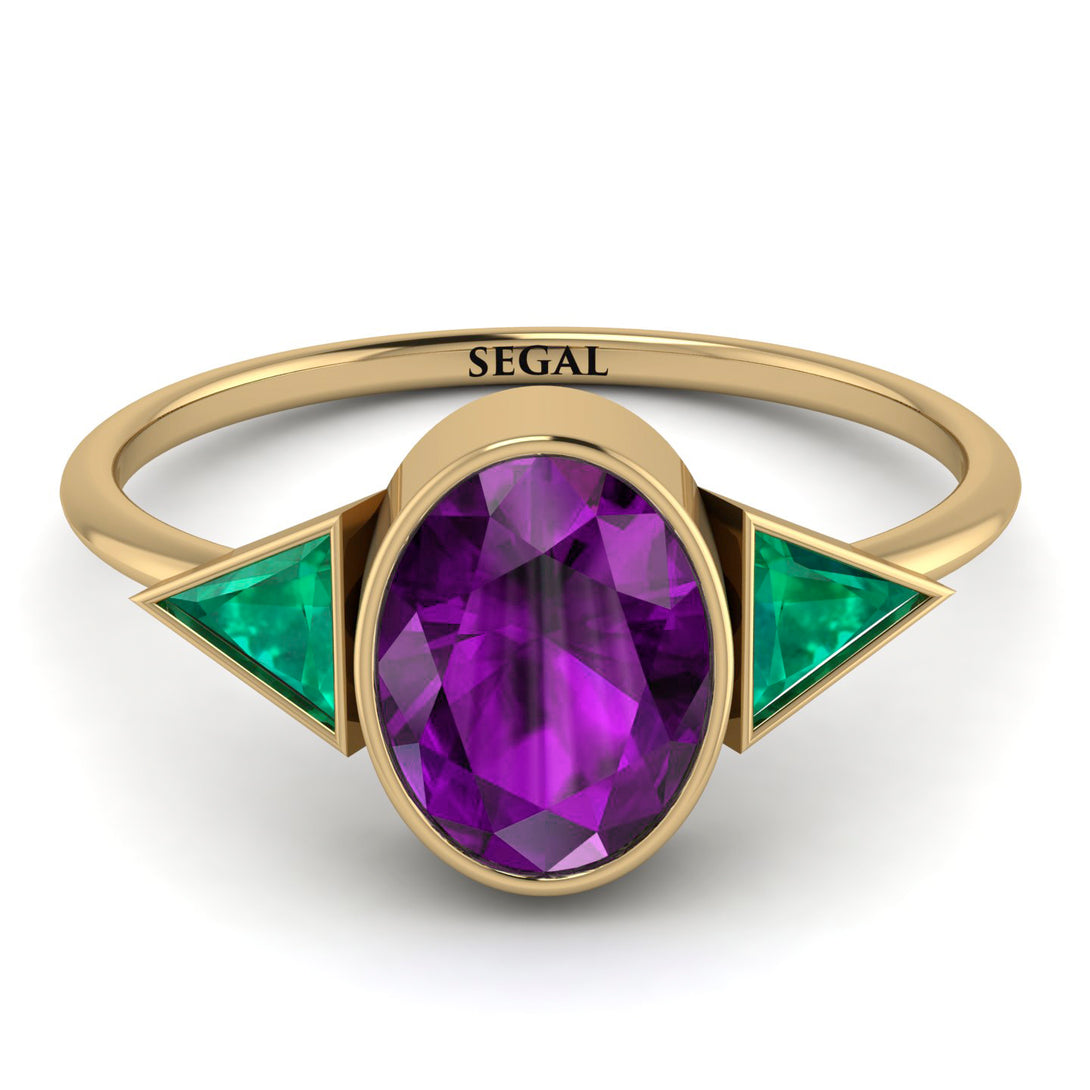 Geometrical Bezel Amethyst Ring - Trinity No. 304