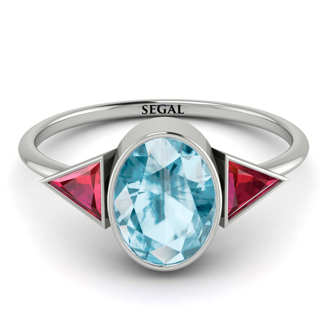 Geometrical Bezel Aquamarine Ring - Trinity No. 412