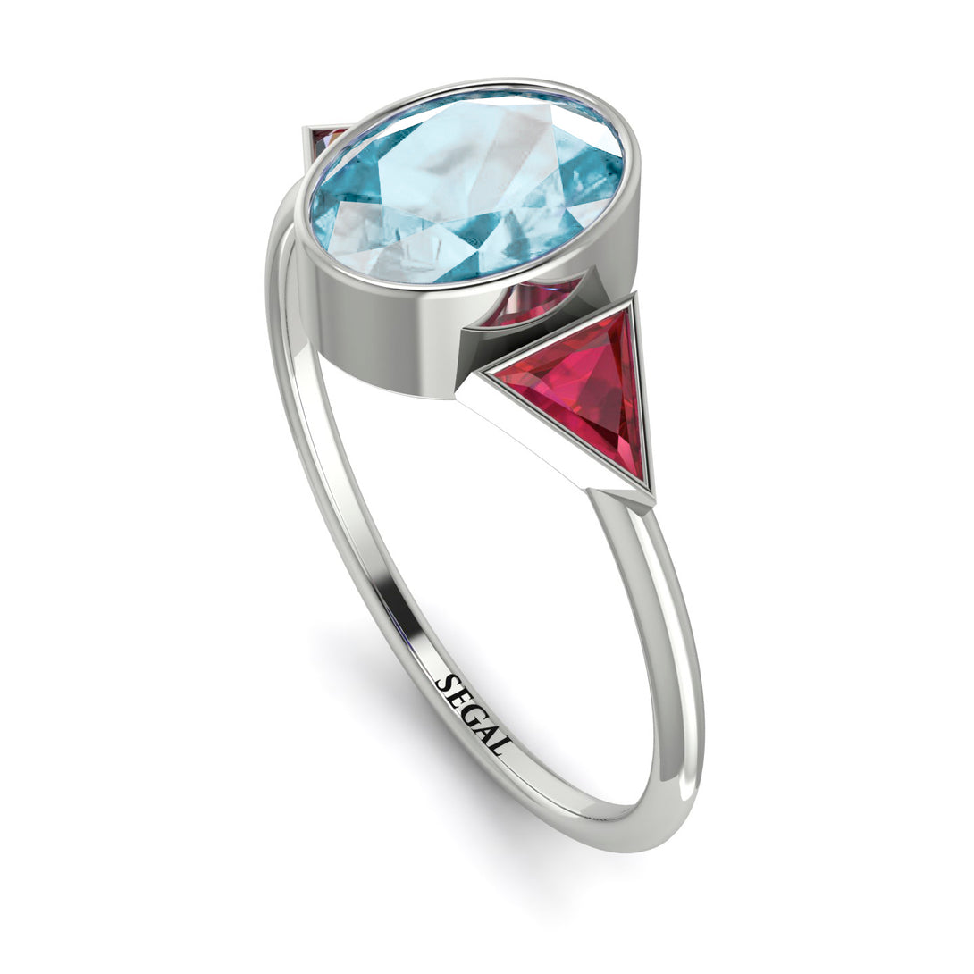 Geometrical Bezel Aquamarine Ring - Trinity No. 412