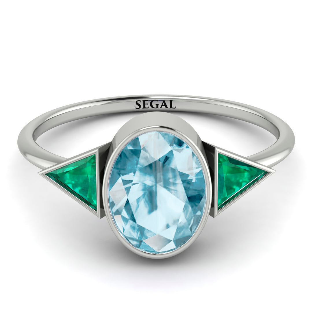 Geometrical Bezel Aquamarine Ring - Trinity No. 406