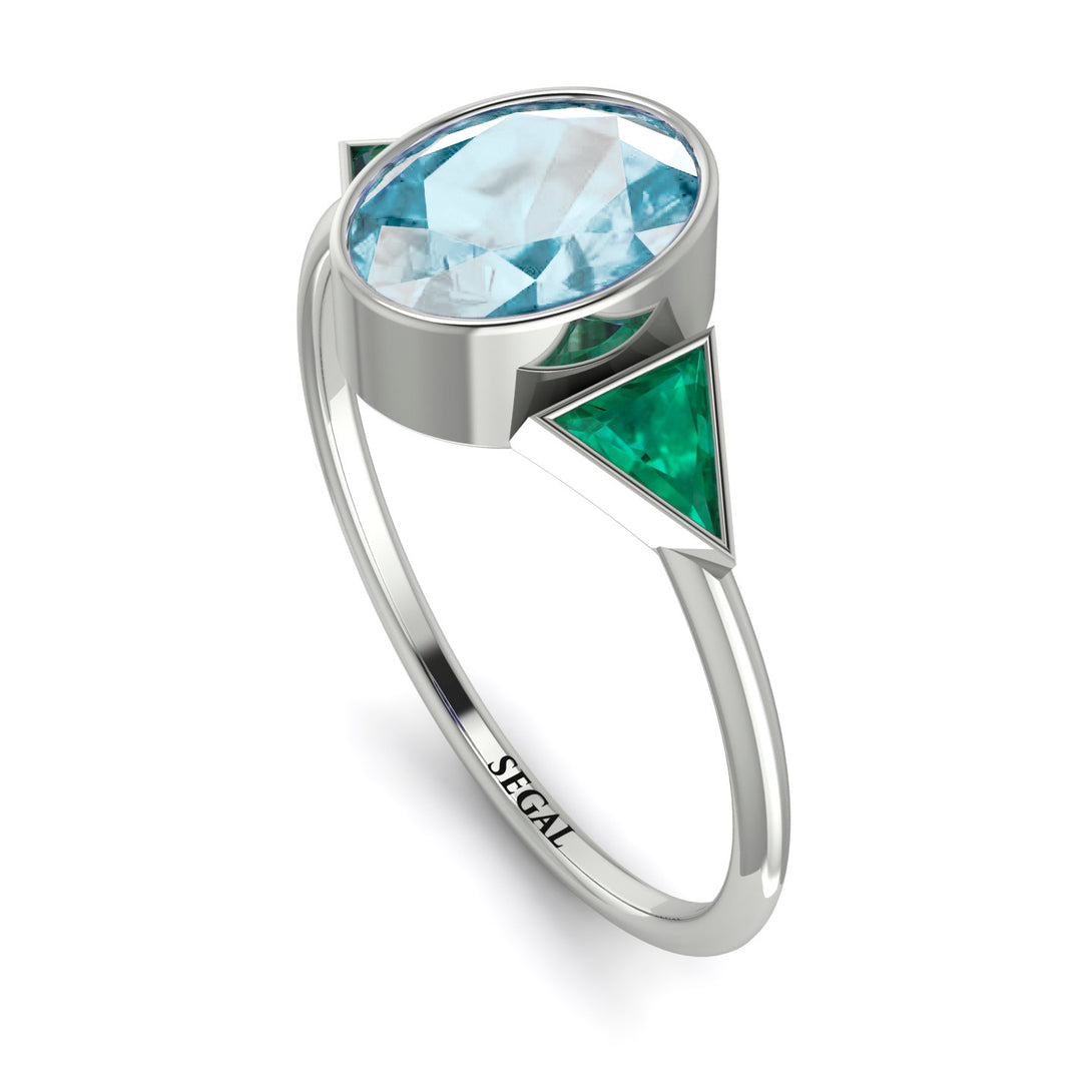 Geometrical Bezel Aquamarine Ring - Trinity No. 406