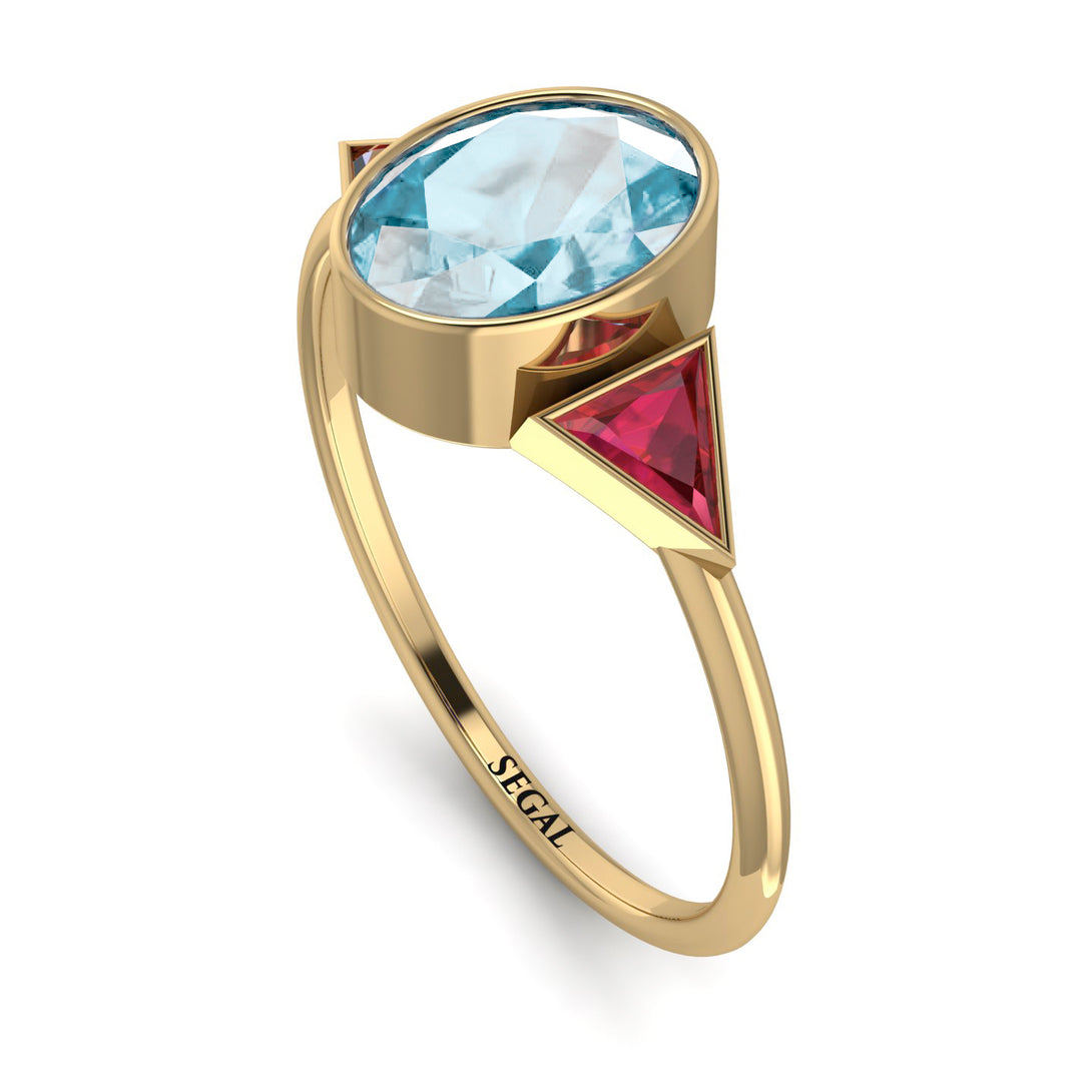 Geometrical Bezel Aquamarine Ring - Trinity No. 410