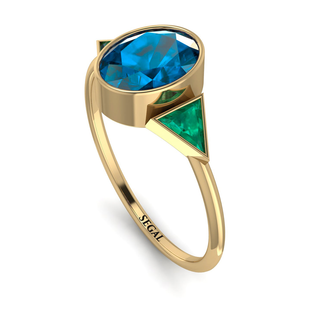 Geometrical Bezel Blue Topaz Ring - Trinity No. 504