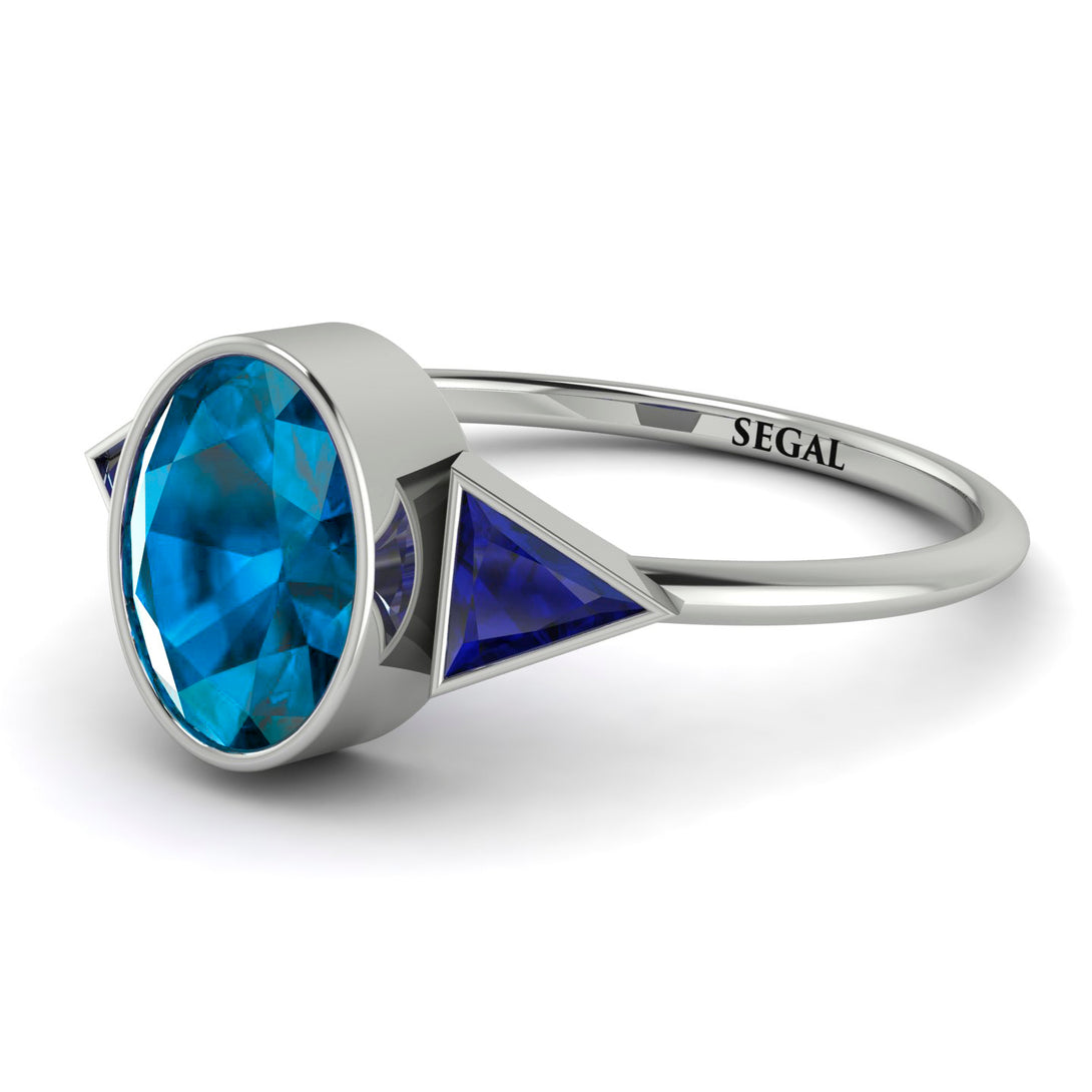 Geometrical Bezel Blue Topaz Ring - Trinity No. 515