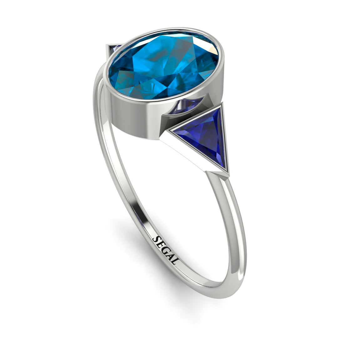 Geometrical Bezel Blue Topaz Ring - Trinity No. 515