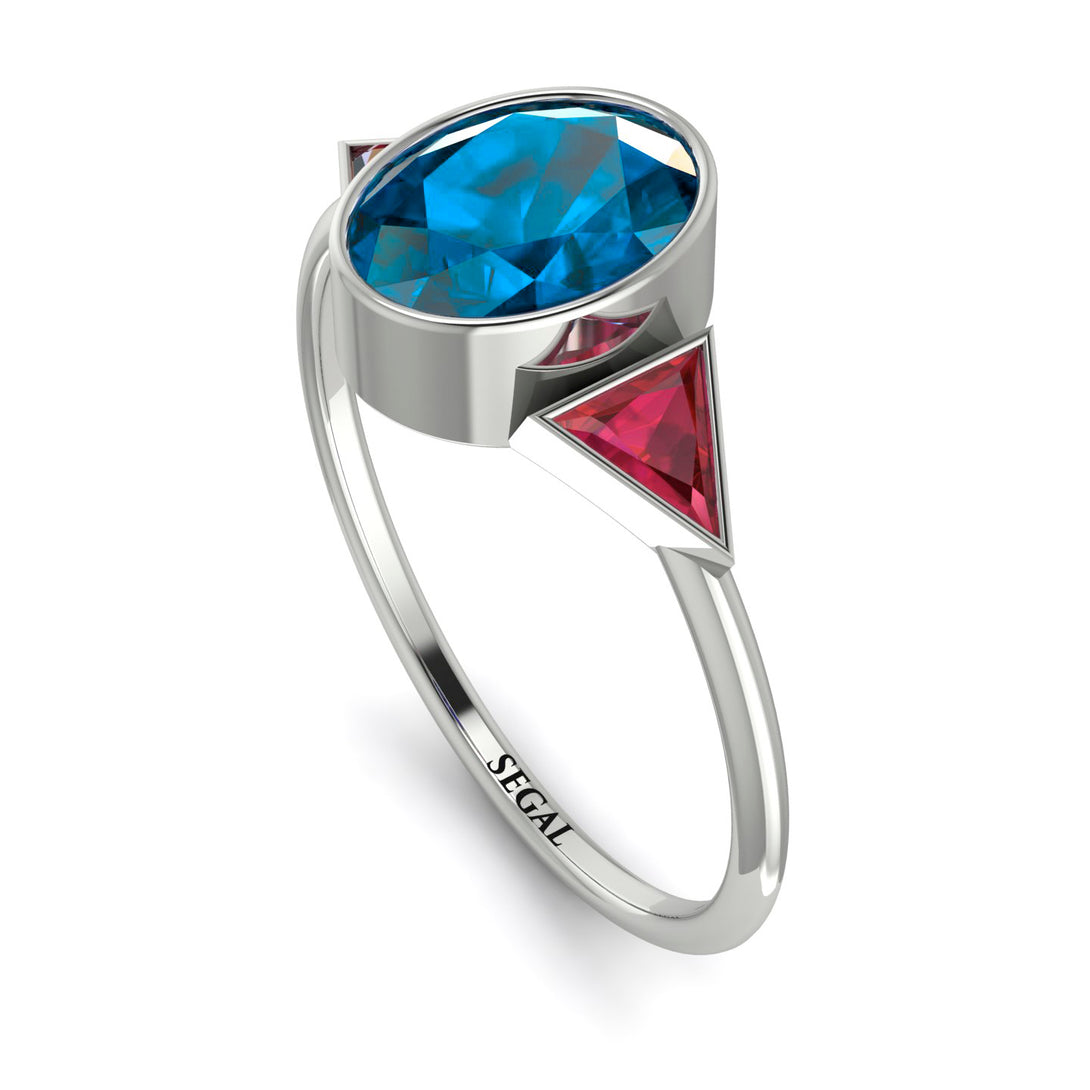 Geometrical Bezel Blue Topaz Ring - Trinity No. 512