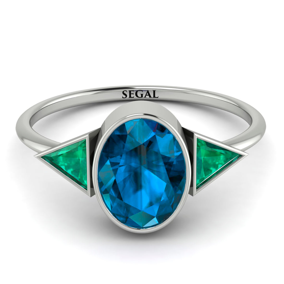 Geometrical Bezel Blue Topaz Ring - Trinity No. 506