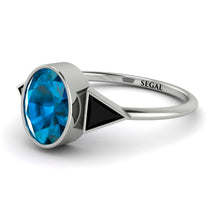 Geometrical Bezel Blue Topaz Ring - Trinity No. 509 image 1