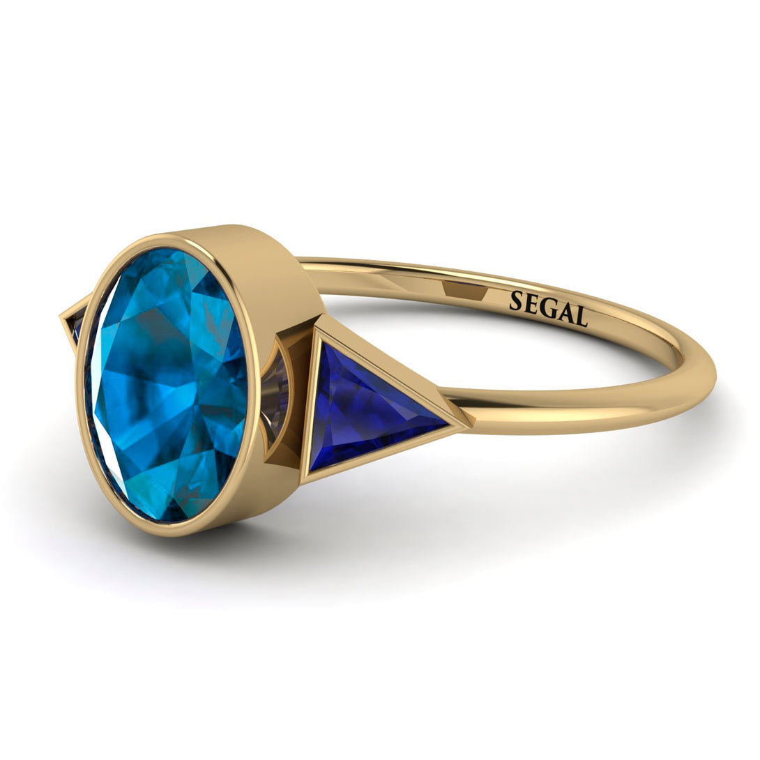Geometrical Bezel Blue Topaz Ring - Trinity No. 513
