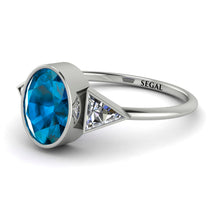 Geometrical Bezel Blue Topaz Ring - Trinity No. 503 image 1