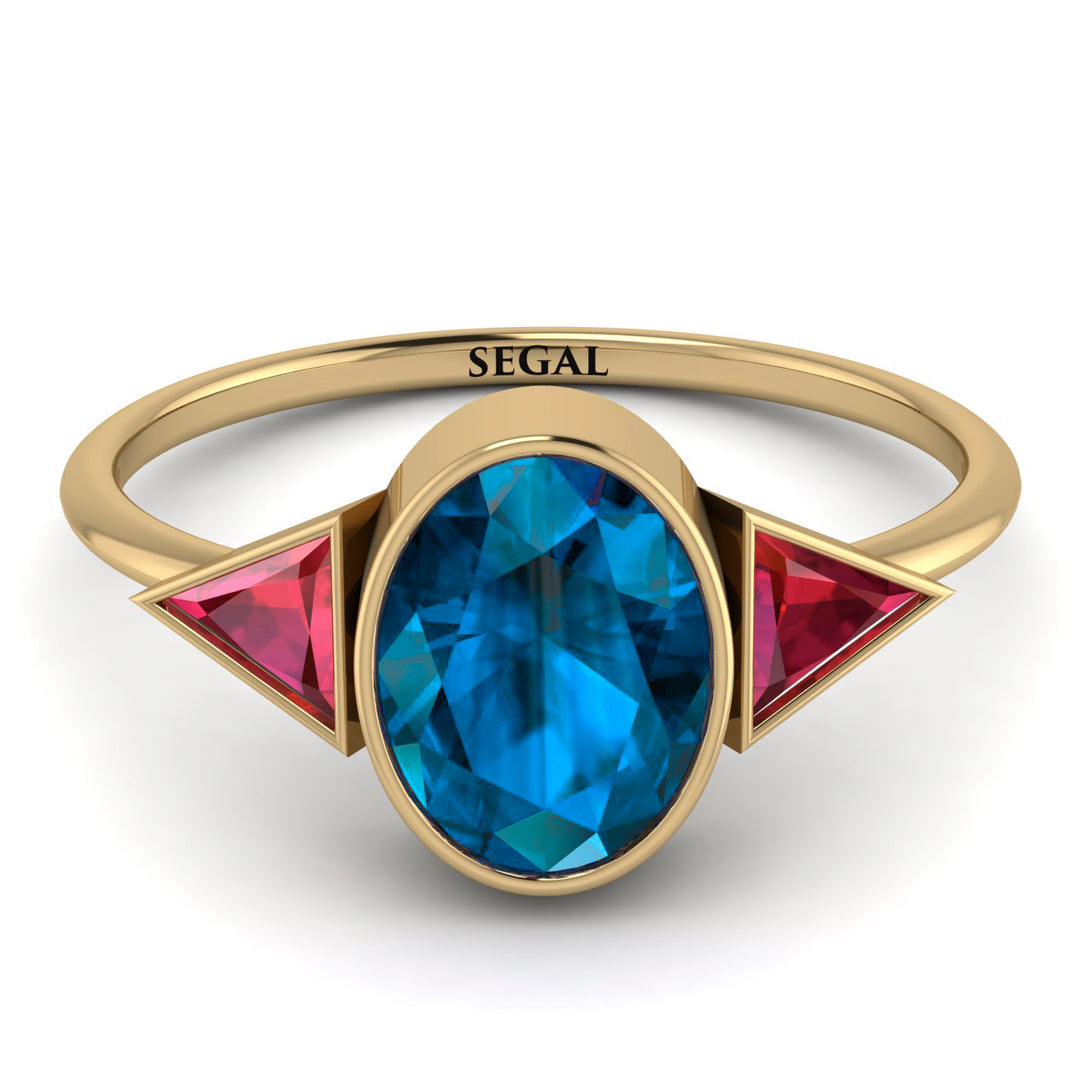 Geometrical Bezel Blue Topaz Ring - Trinity No. 510