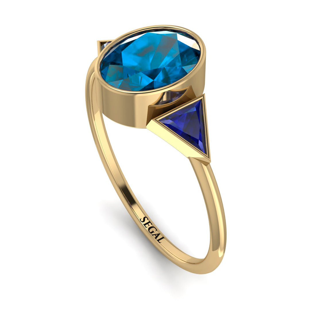 Geometrical Bezel Blue Topaz Ring - Trinity No. 513