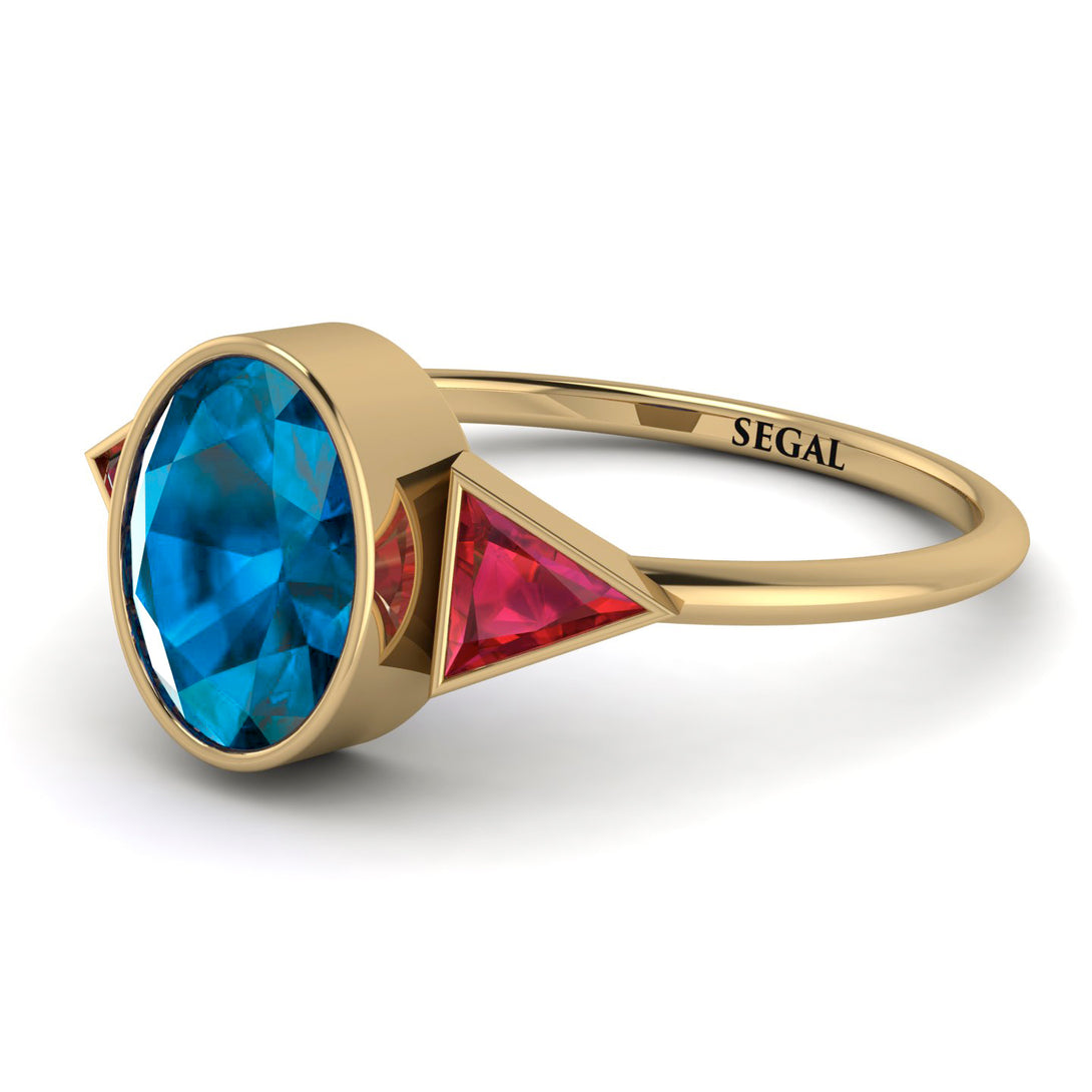 Geometrical Bezel Blue Topaz Ring - Trinity No. 510