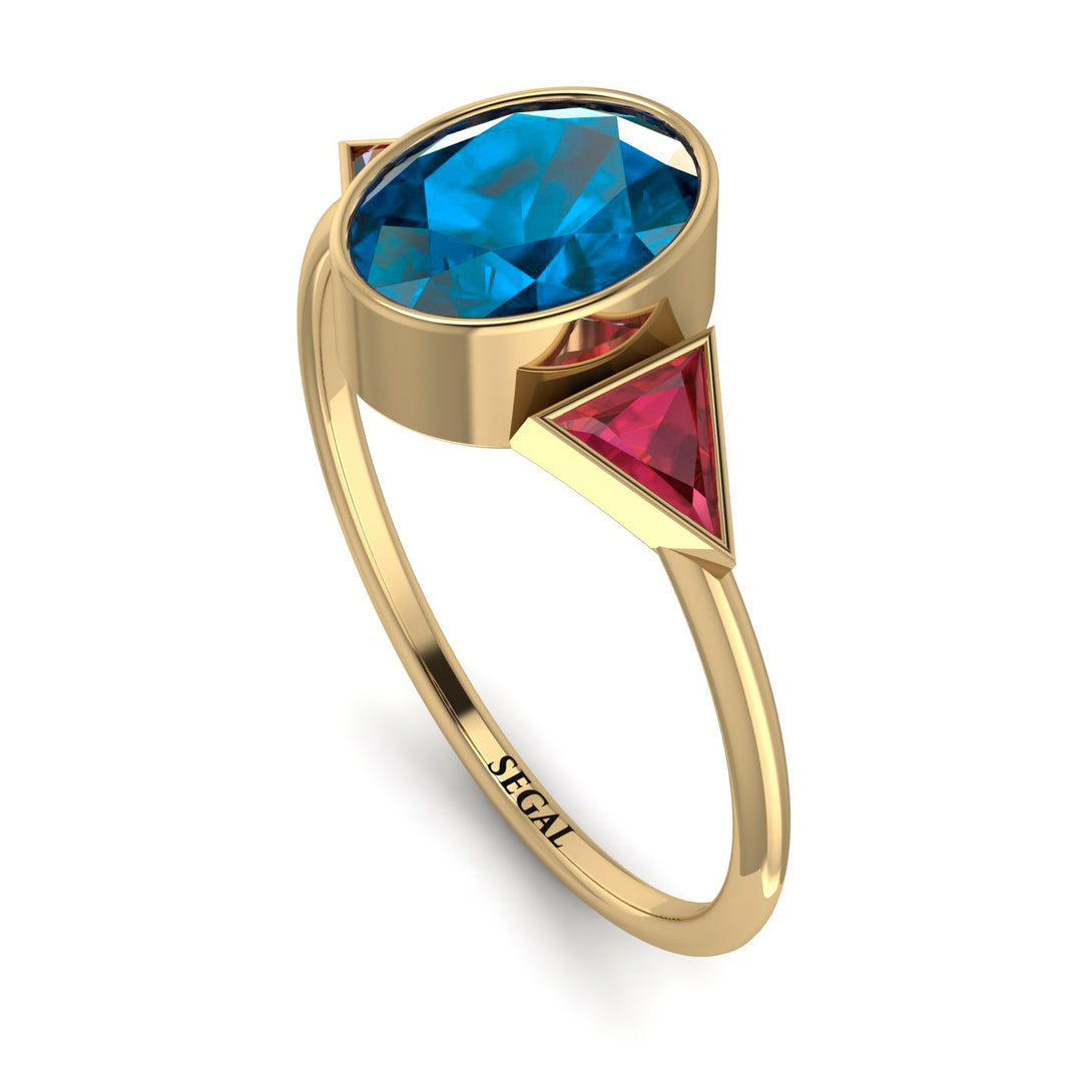 Geometrical Bezel Blue Topaz Ring - Trinity No. 510