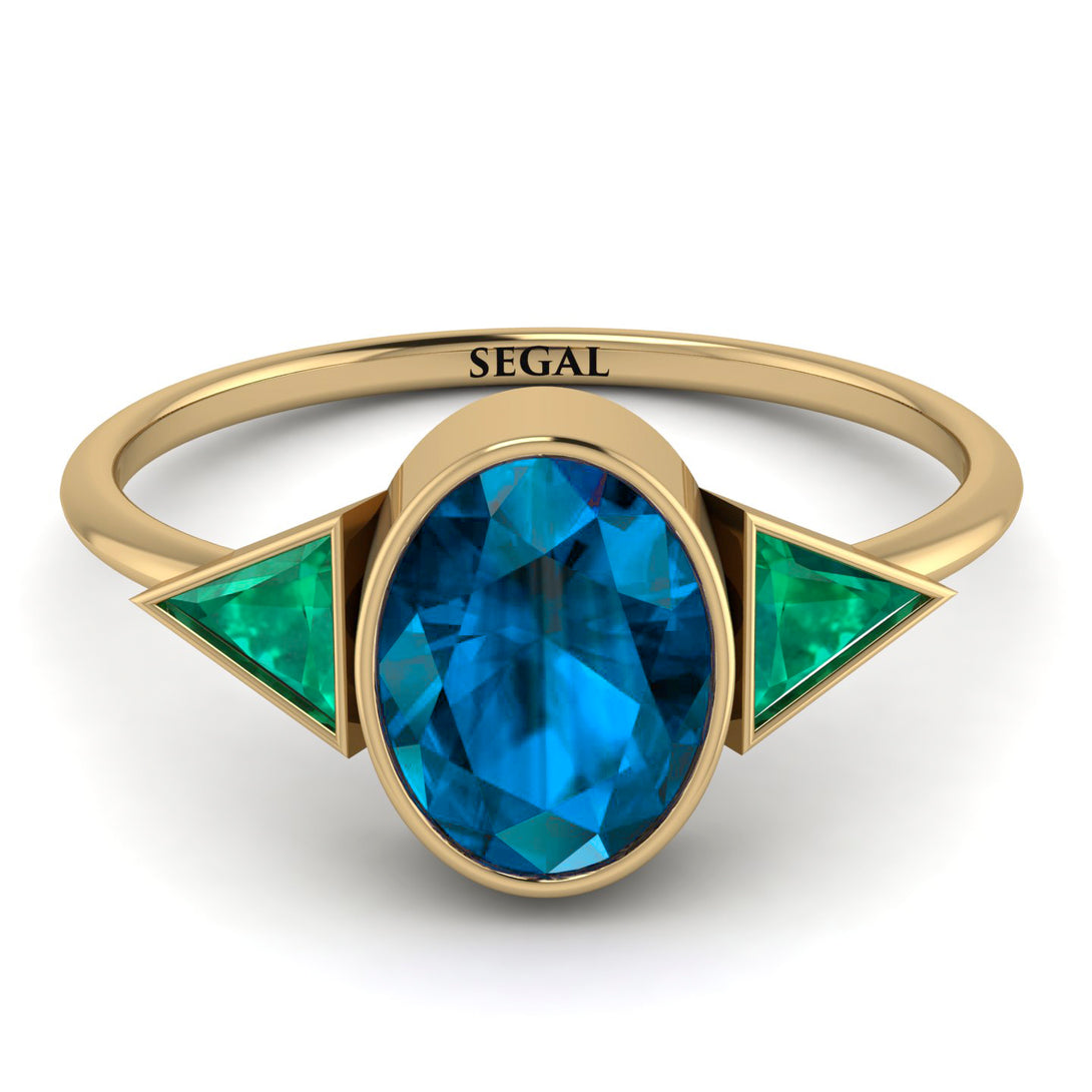 Geometrical Bezel Blue Topaz Ring - Trinity No. 504