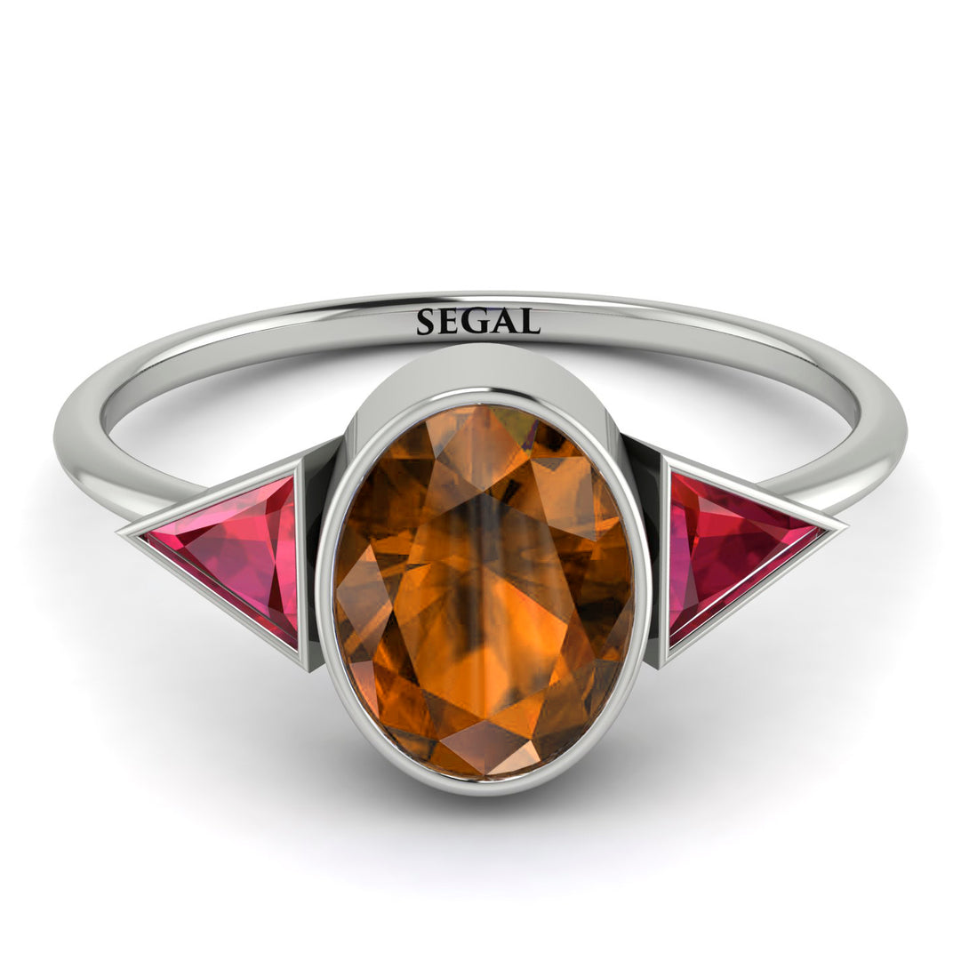 Geometrical Bezel Brown Diamond Ring - Trinity No. 1106