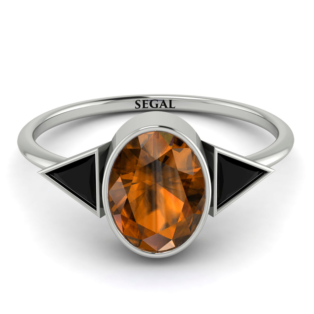 Geometrical Bezel Brown Diamond Ring - Trinity No. 1109