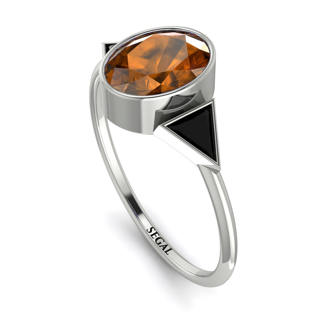 Geometrical Bezel Brown Diamond Ring - Trinity No. 1109