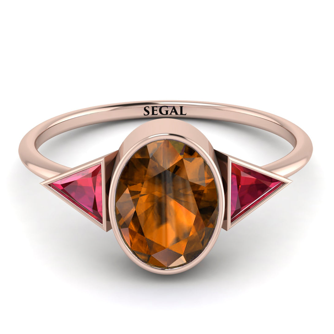 Geometrical Bezel Brown Diamond Ring - Trinity No. 1111