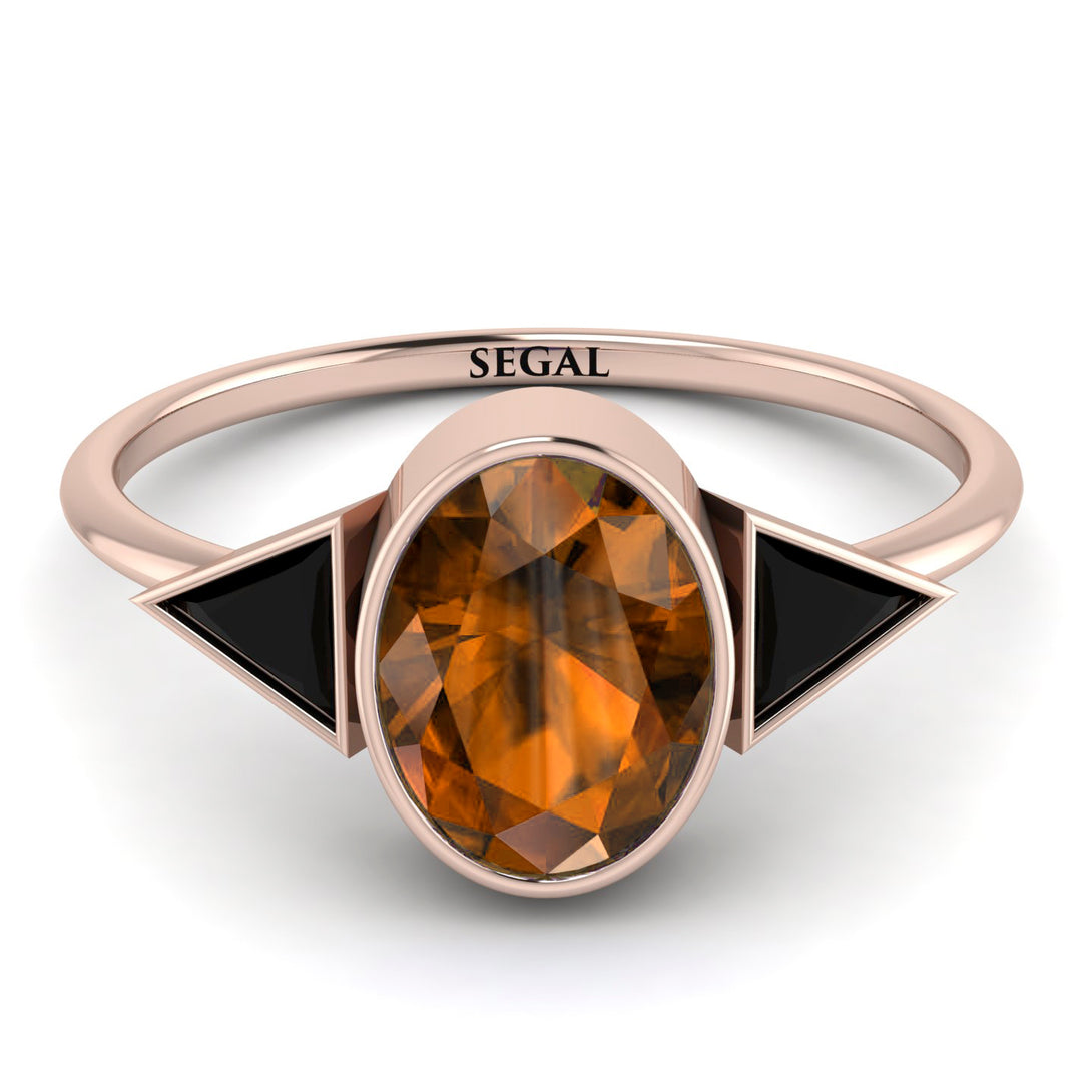 Geometrical Bezel Brown Diamond Ring - Trinity No. 1108