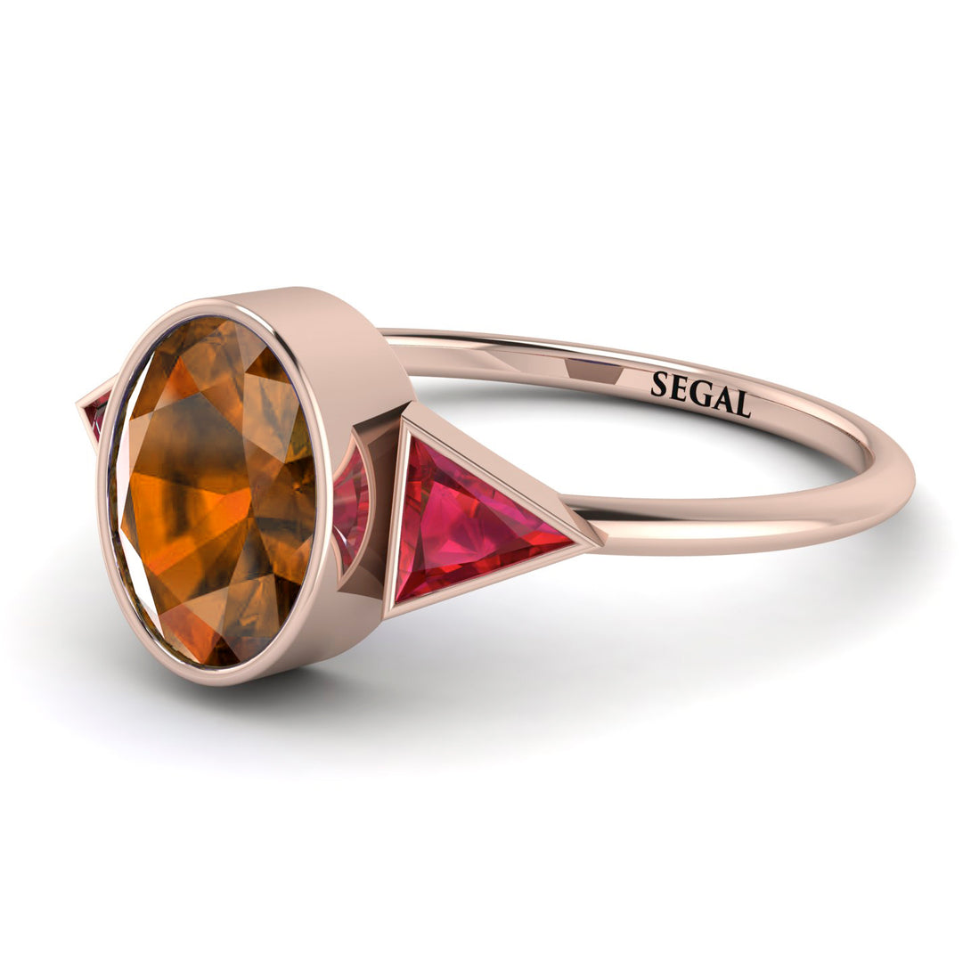 Geometrical Bezel Brown Diamond Ring - Trinity No. 1105
