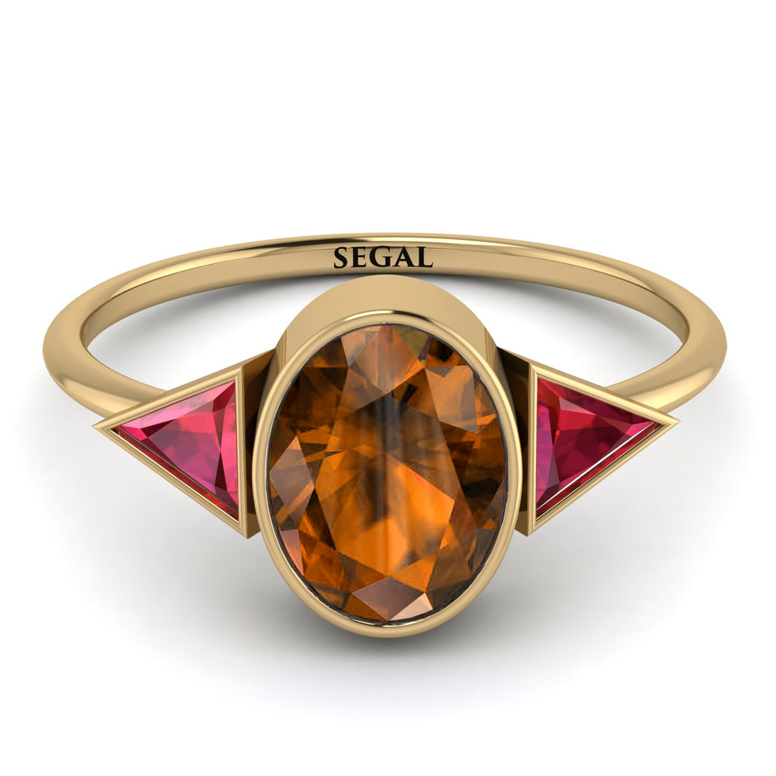 Geometrical Bezel Brown Diamond Ring - Trinity No. 1110