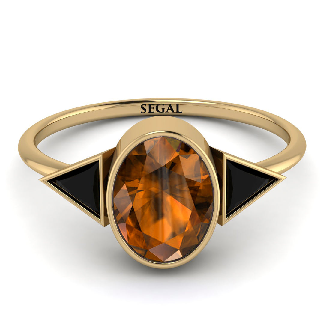Geometrical Bezel Brown Diamond Ring - Trinity No. 1107
