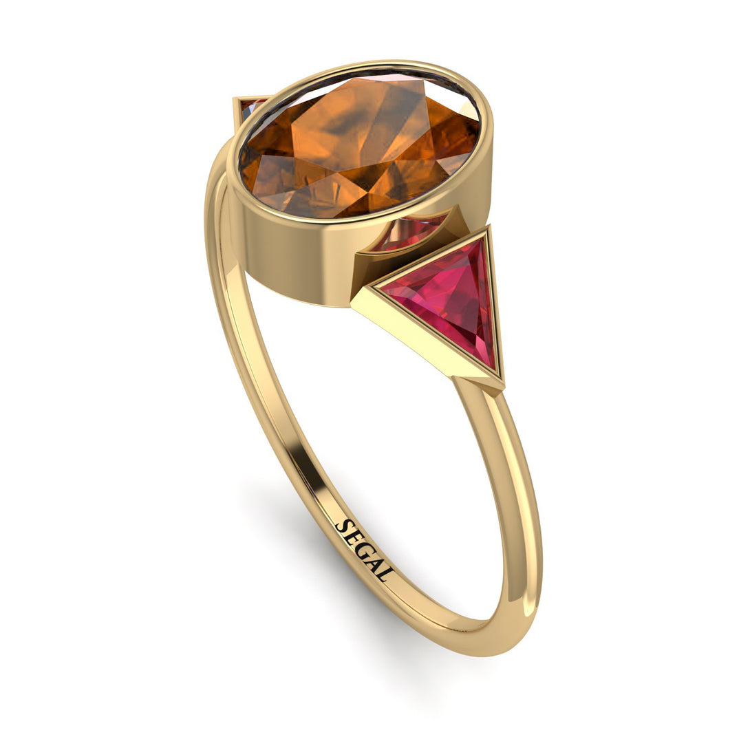 Geometrical Bezel Brown Diamond Ring - Trinity No. 1110