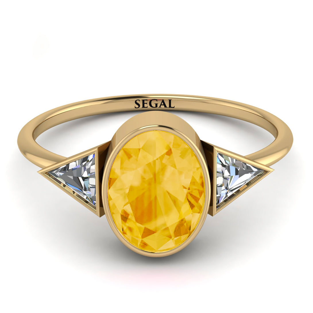 Geometrical Bezel Citrine Ring - Trinity No. 601