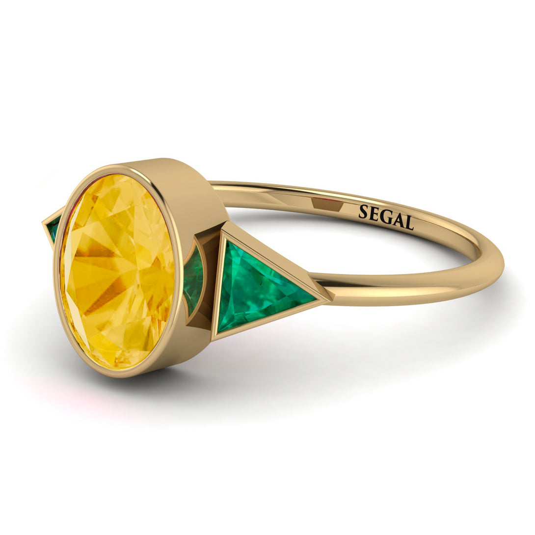Geometrical Bezel Citrine Ring - Trinity No. 604