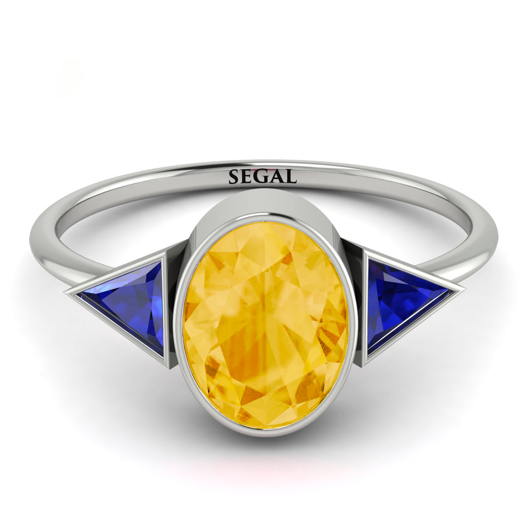 Geometrical Bezel Citrine Ring - Trinity No. 615