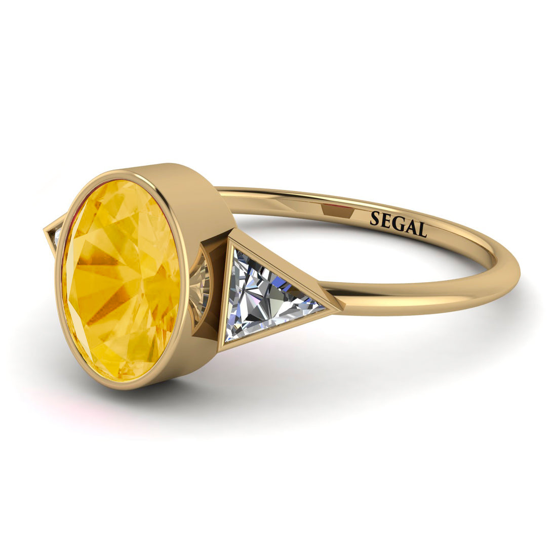 Geometrical Bezel Citrine Ring - Trinity No. 601