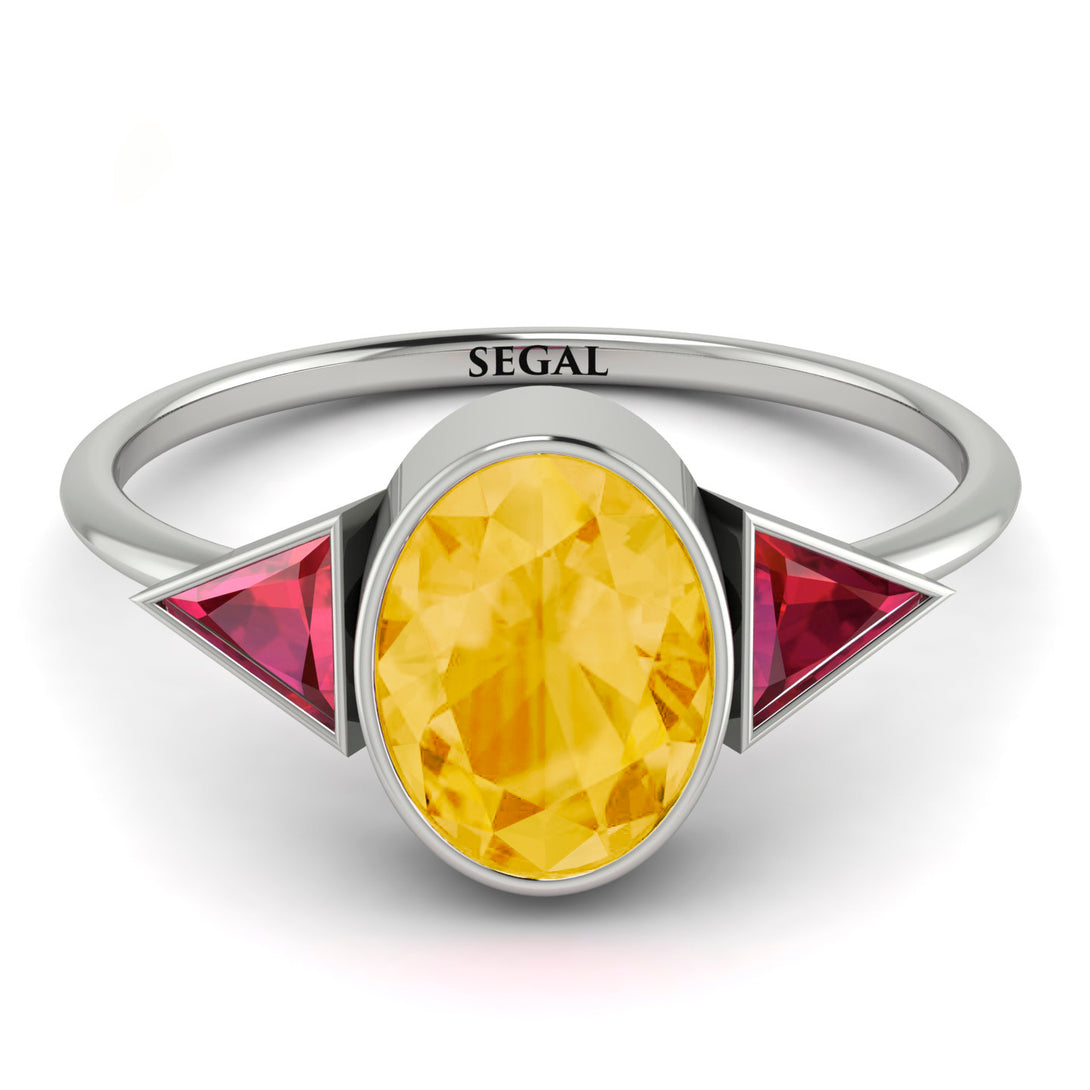 Geometrical Bezel Citrine Ring - Trinity No. 612