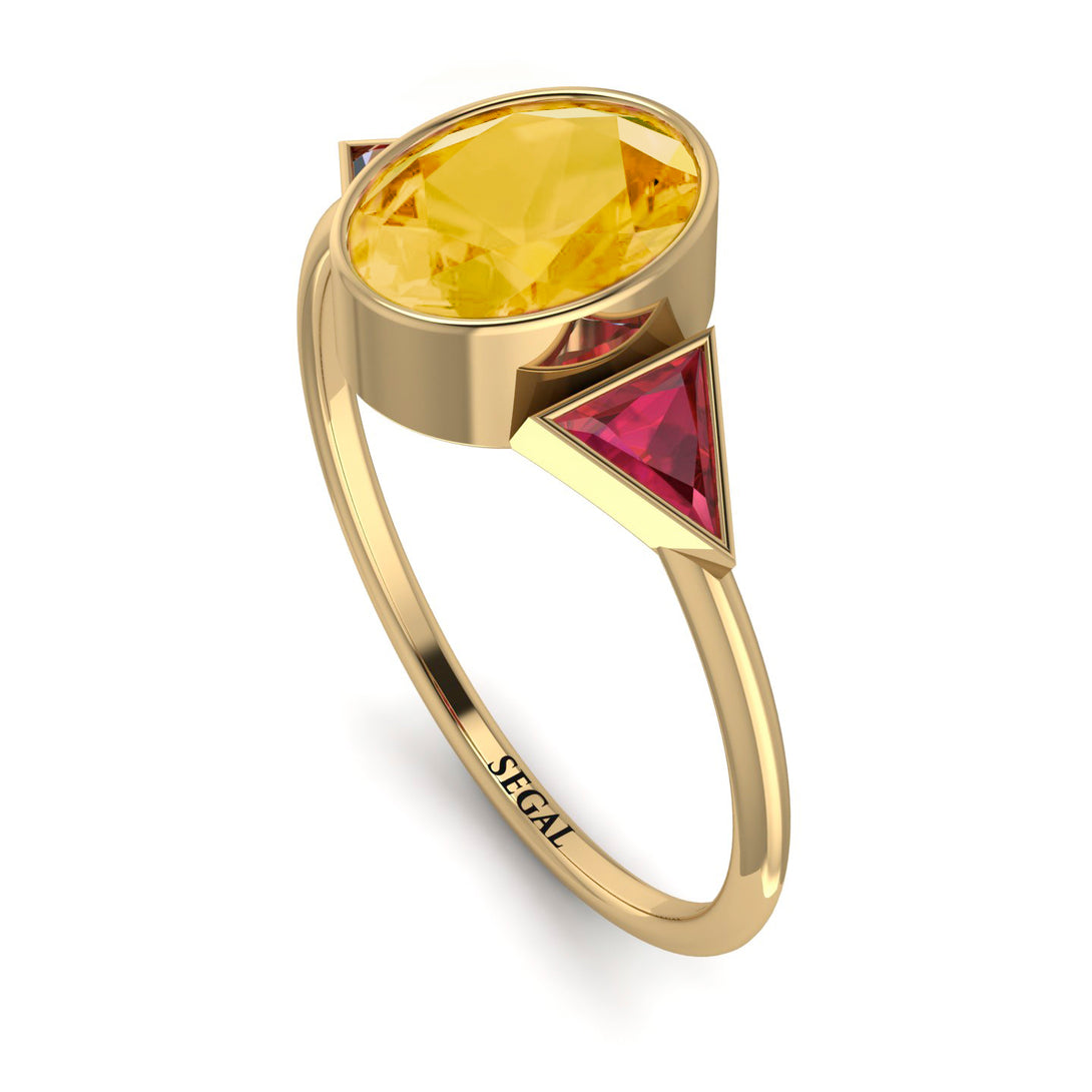 Geometrical Bezel Citrine Ring - Trinity No. 610