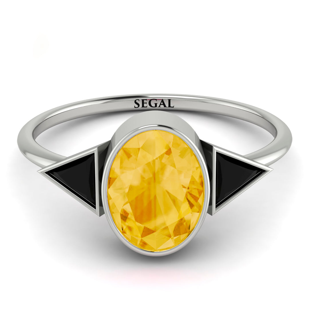 Geometrical Bezel Citrine Ring - Trinity No. 609