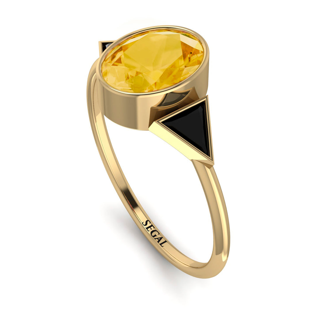 Geometrical Bezel Citrine Ring - Trinity No. 607
