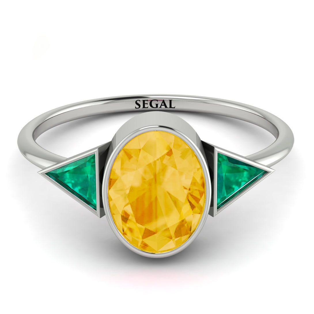 Geometrical Bezel Citrine Ring - Trinity No. 606