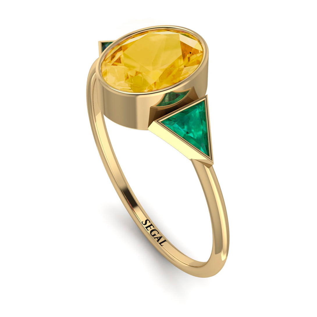 Geometrical Bezel Citrine Ring - Trinity No. 604