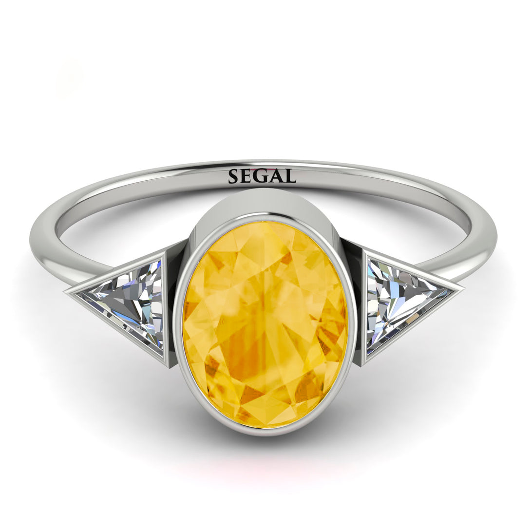 Geometrical Bezel Citrine Ring - Trinity No. 603