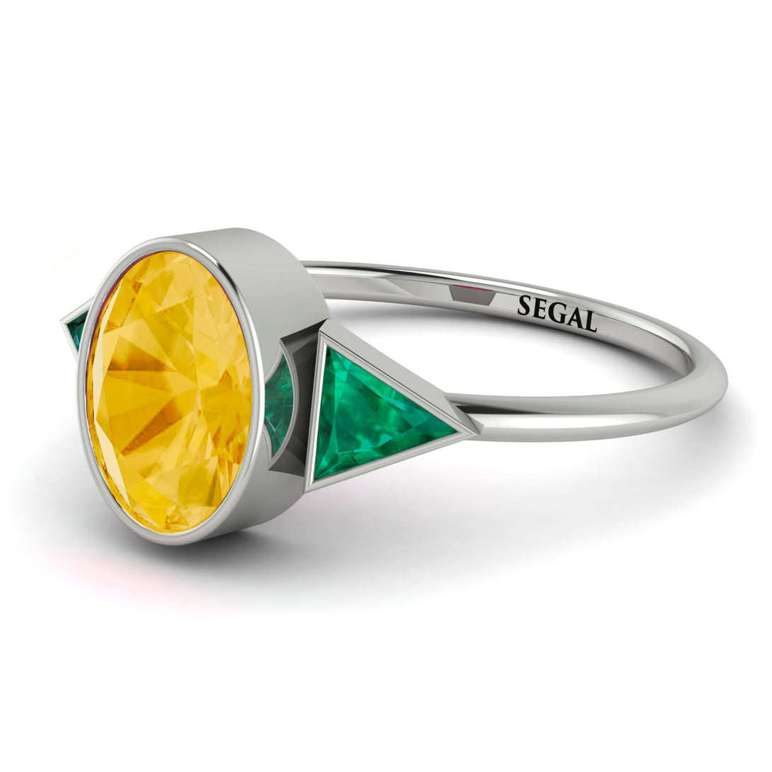 Geometrical Bezel Citrine Ring - Trinity No. 606