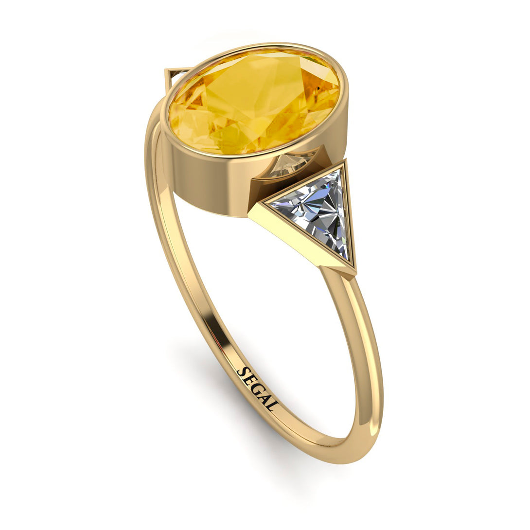 Geometrical Bezel Citrine Ring - Trinity No. 601