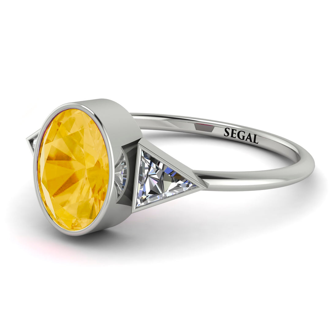 Geometrical Bezel Citrine Ring - Trinity No. 603