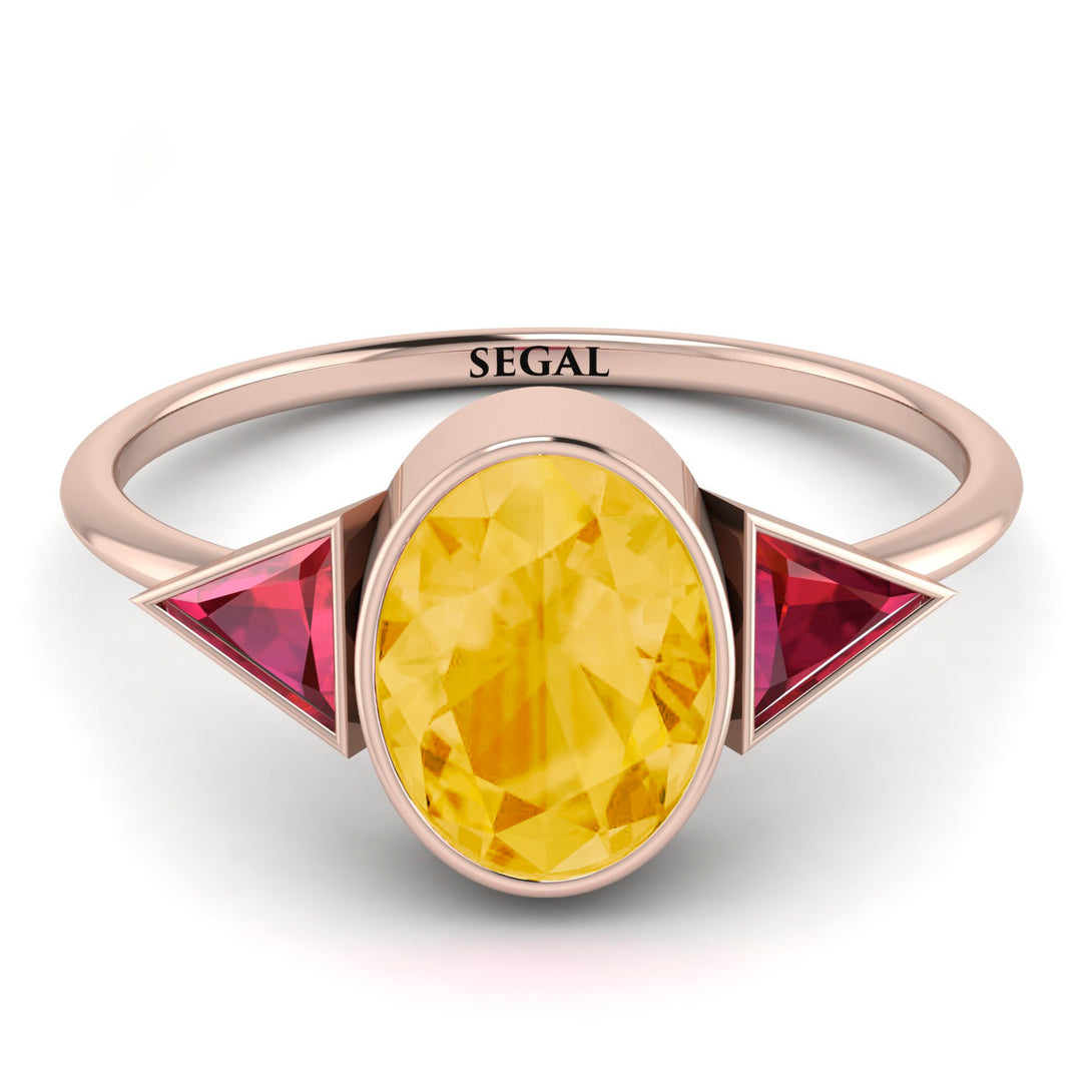 Geometrical Bezel Citrine Ring - Trinity No. 611
