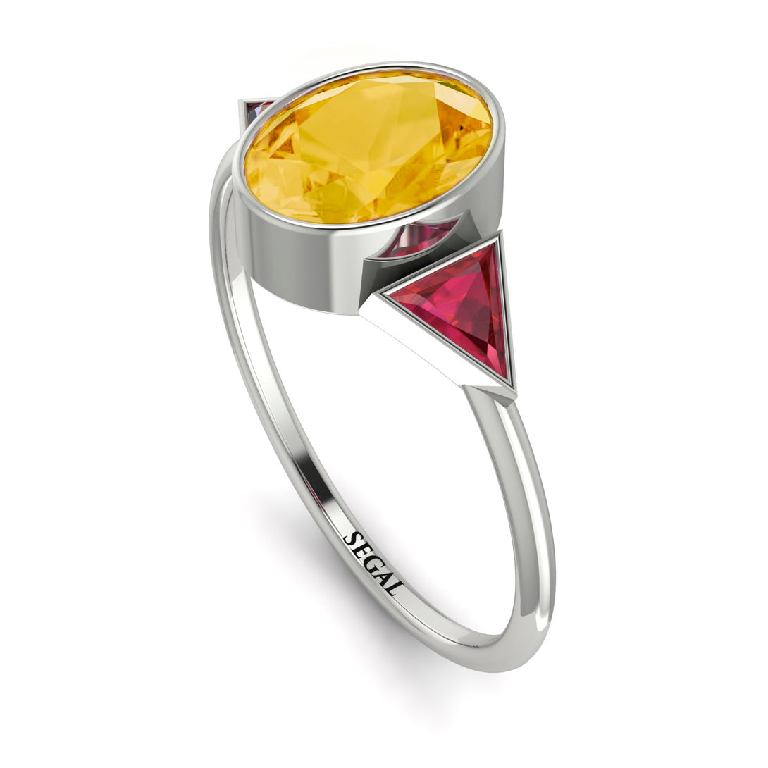 Geometrical Bezel Citrine Ring - Trinity No. 612