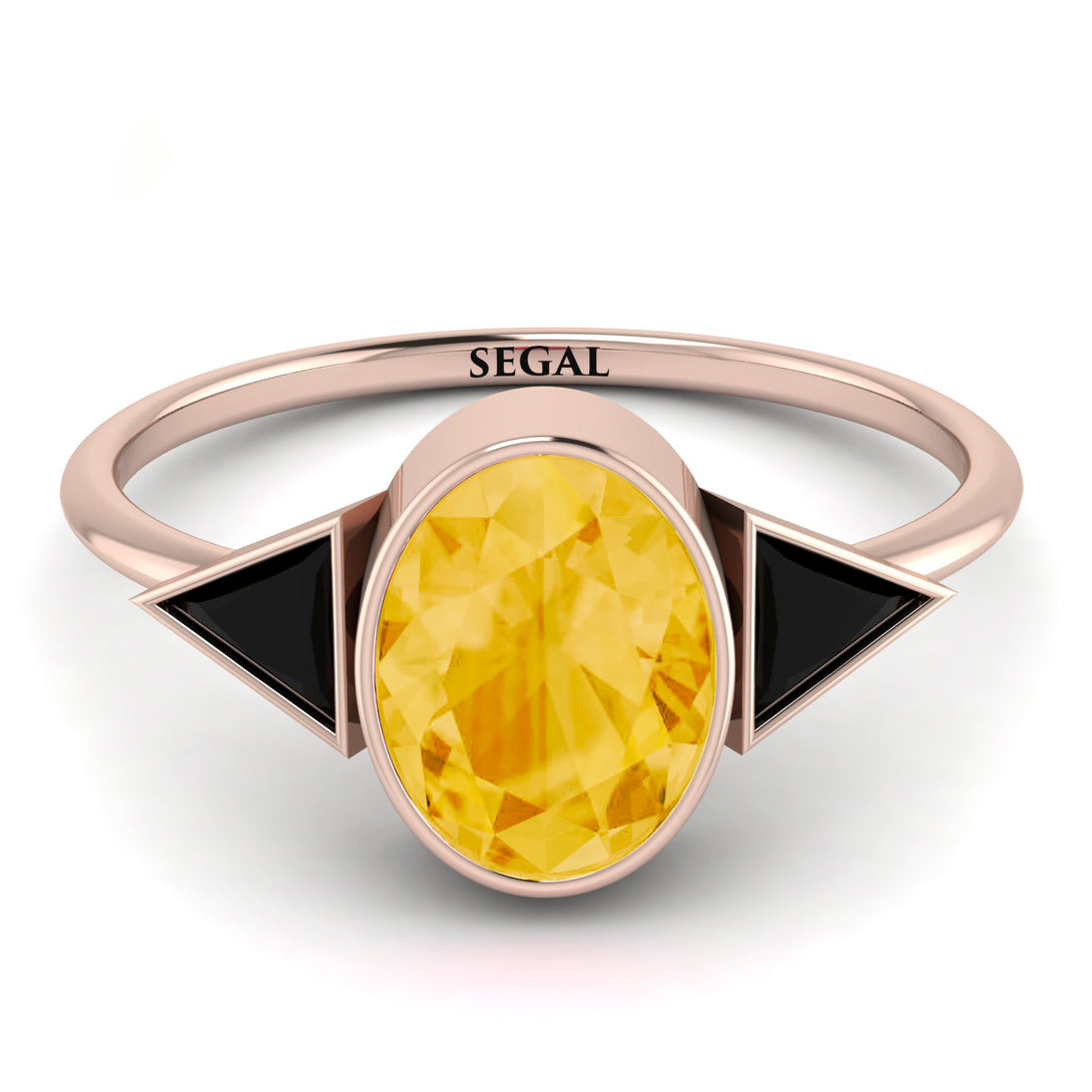 Geometrical Bezel Citrine Ring - Trinity No. 608