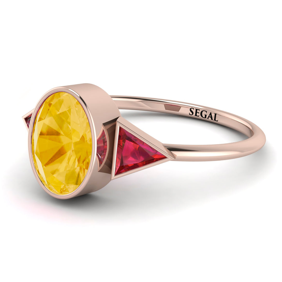 Geometrical Bezel Citrine Ring - Trinity No. 611